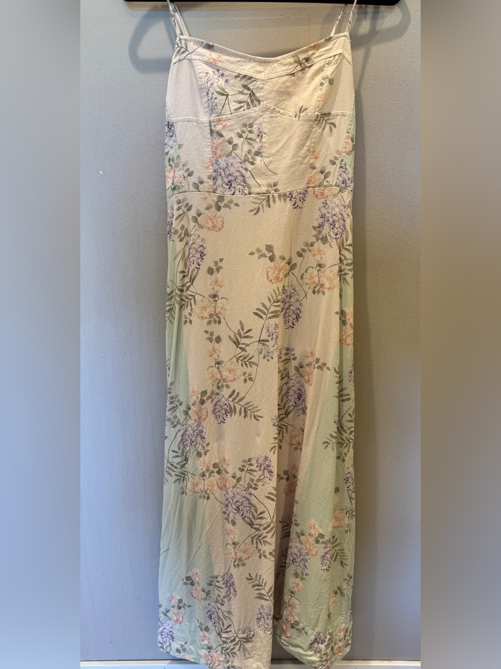 Cream Floral Maxi dress with Lavender and Blush Accents